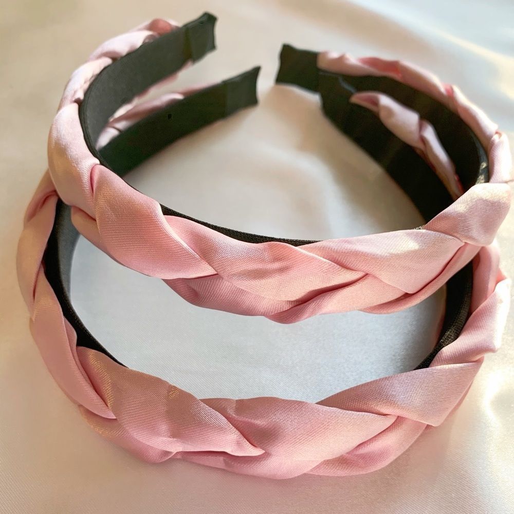 ESTELLE - Satin Braided Classic Headband - Pink